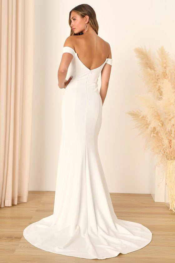 Idyllic Perfection White Plunge Sleeveless Mermaid Maxi Dress