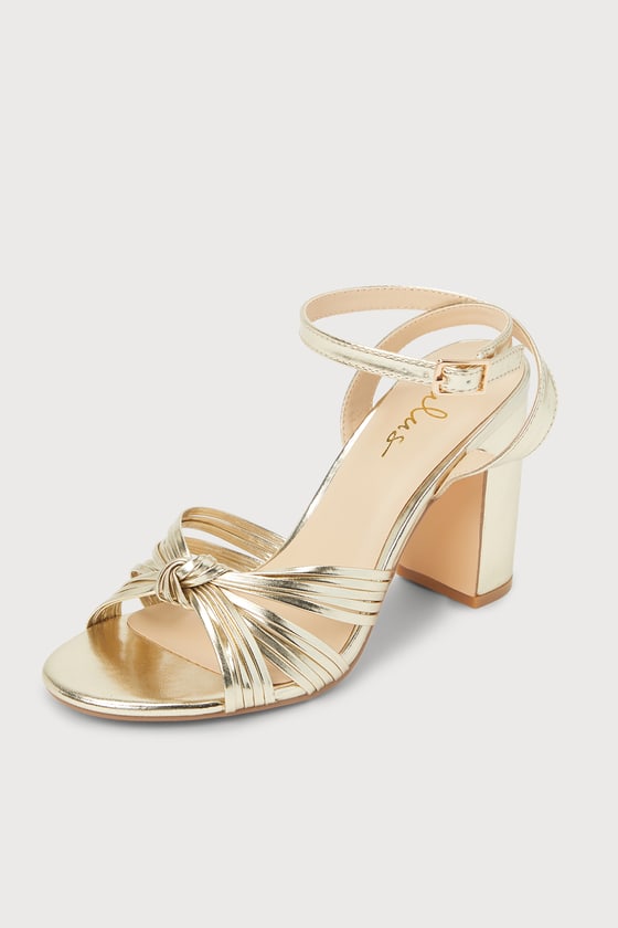 Woyy Gold Metallic Strappy High Heel Sandals