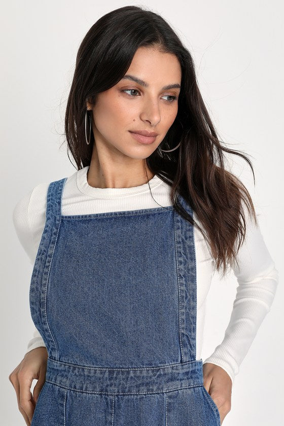 Complete Crush Medium Wash Denim Mini Overall Dress