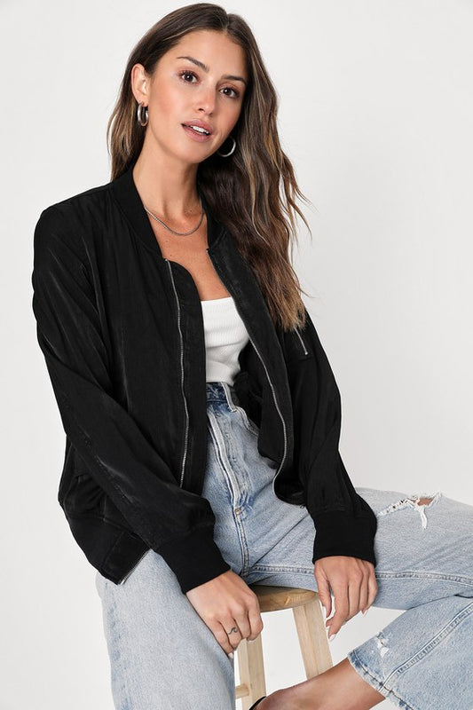 Tully Black Lightweight Bomber Jacket