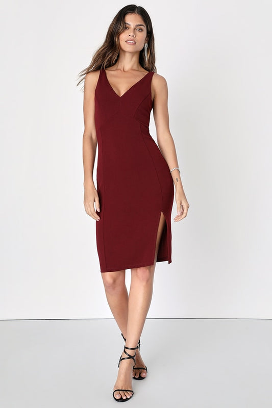 Iconic Moment Plum Purple Bodycon Midi Dress