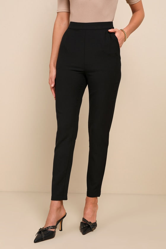 Kick It Black High-Waisted Trouser Pants