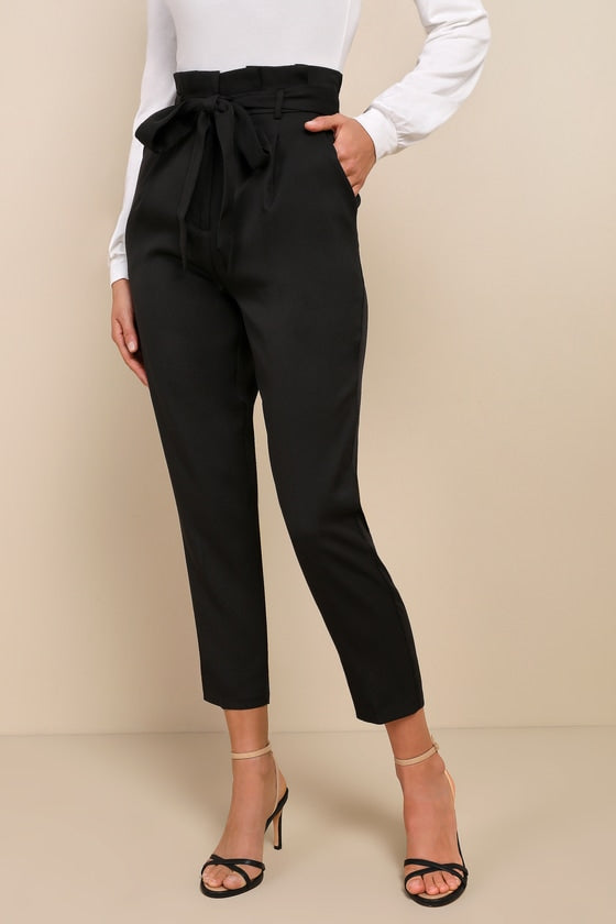 With Confidence Black Paper Bag Waist Pants