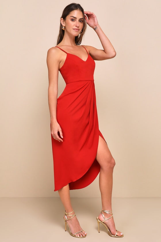 Reinette Rust Red Midi Dress