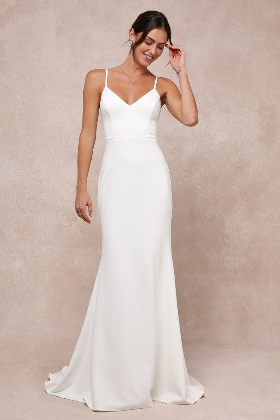 Feeling of Forever White Sleeveless Mermaid Maxi Dress