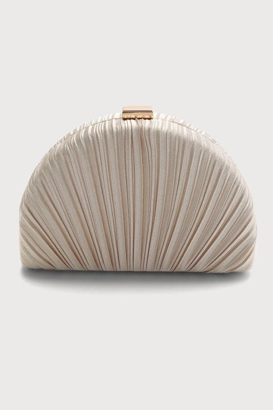 Pleat Perfection Champagne Pleated Hard Clutch