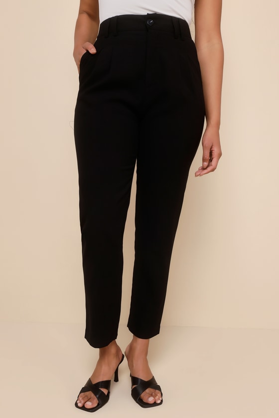 Strictly Business Black High Waisted Trouser Pants