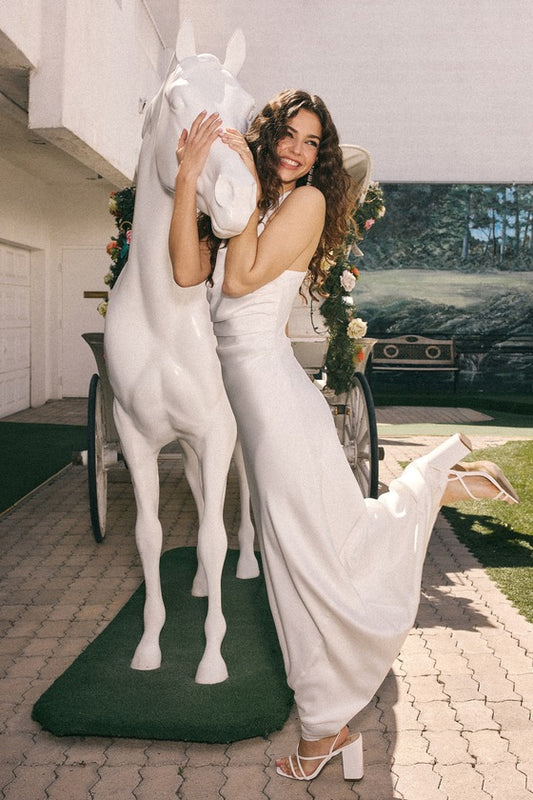 Effortlessly Sensational White Satin Backless Maxi Dress