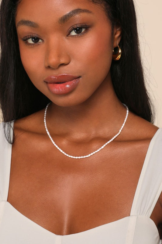 Las Olas 18KT White Micro Pearl Necklace