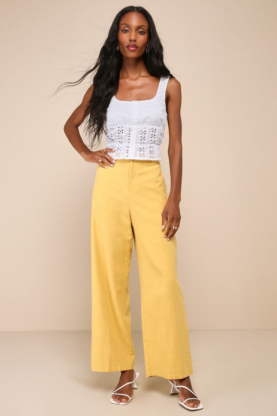 Dashing Sweetness Yellow High Rise Wide-Leg Trouser Pants