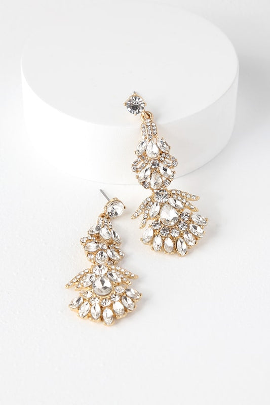 Special Moment Gold Rhinestone Earrings